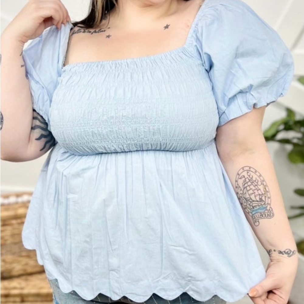 Simply Southern 2X sky blue top